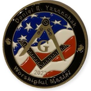 FREEMASON Masonic Temple Grand Lodge Philadelphia PA GOLD PLATED ENAMEL COIN